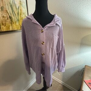 Ladies size large purple shirt by 143 story. Good layer shirt!